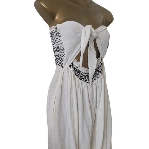 Free People CARMEN Sz XS Wide Leg Palazzo Smocked Jumpsuit - Picture 3 of 9